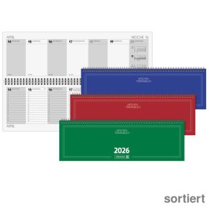 Brunnen Querterminkalender 2026 sortiert 2 Seiten = 1 Woche