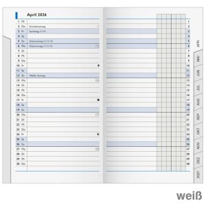Brunnen Taschenkalender 2026, Ersatzeinlage weiß 2 Seiten = 1 Monat
