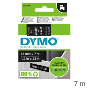 Dymo Schriftband "D1" schwarz / weiß 12 mm x 7 m