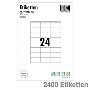 Universal-Etiketten A4 weiß 70 x 36 mm 2.400Et.