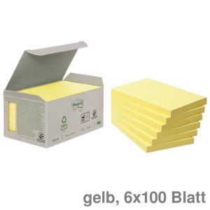 Post-it Haftnotizen "Recycling Notes" gelb 76 x 127 mm 6x100Bl.