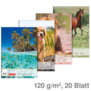 Brunnen Zeichenblock A3 weiß 120g/m² 20Bl.