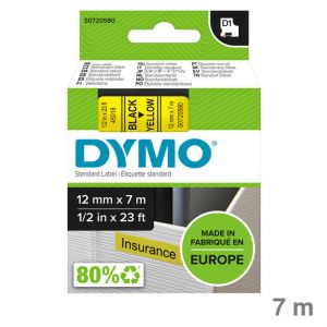Dymo Schriftband "D1" gelb / schwarz 12 mm x 7 m