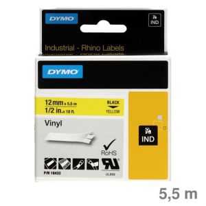 Dymo Schriftband "IND" Vinyl gelb / schwarz 12 mm x 5,5 m