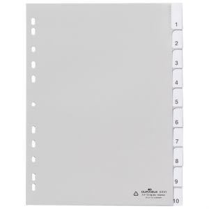 Durable PP-Register A4, 10-teilig blanko grau 230 x 297 mm