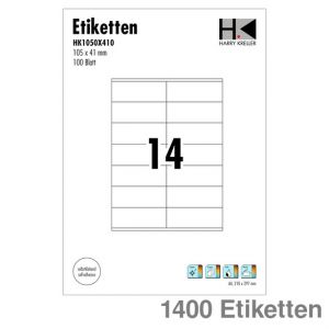 Universal-Etiketten A4 weiß 105 x 41 mm 1.400Et.