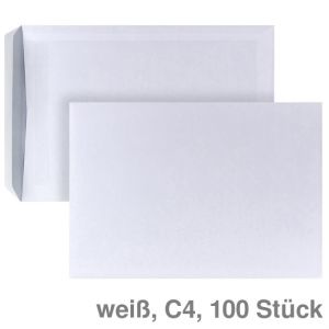 Versandtasche C4, ohne Fenster, selbstklebend weiß 90g/m² 100St.
