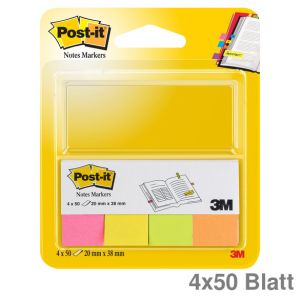Post-it Haftstreifen "Page Marker" Neon mehrfarbig 20 x 38 mm 4x50Bl.
