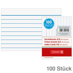 Brunnen Karteikarten A8 weiß liniert 100St.
