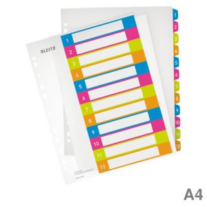 Leitz PP-Register A4 "WOW", 1-12 mehrfarbig 245 x 305 mm