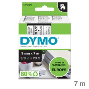 Dymo Schriftband "D1" transparent / schwarz 9 mm x 7 m