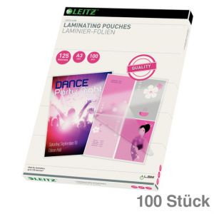 Leitz Laminierfolien A3 glänzend 125 my 100St.