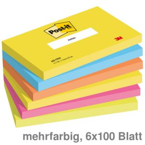 Post-it Haftnotizen "Active Collection" mehrfarbig 76 x 127 mm 6x100Bl.