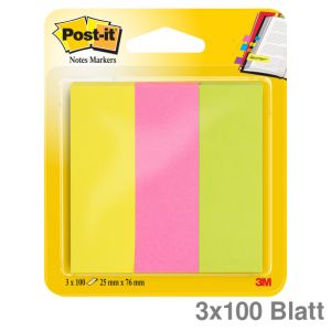 Post-it Haftstreifen "Page Marker" Neon mehrfarbig 25 x 76 mm 3x100Bl.