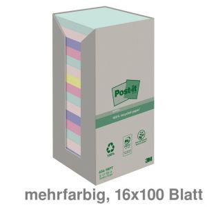 Post-it Haftnotizen "Recycling Tower" mehrfarbig 76 x 76 mm 16x100Bl.
