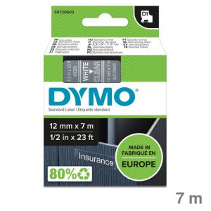 Dymo Schriftband "D1" transparent / weiß 12 mm x 7 m