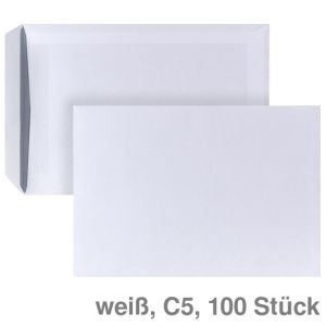 Versandtasche C5, ohne Fenster, selbstklebend weiß 90g/m² 100St.