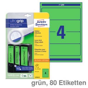 Avery Zweckform Ordneretikett L4768-20 61x192mm gn 80 St./Pack.