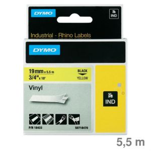 Dymo Schriftband "IND" Vinyl gelb / schwarz 19 mm x 5,5 m