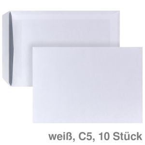 Versandtasche C5, ohne Fenster, selbstklebend weiß 90g/m² 10St.
