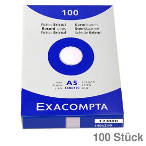 Exacompta Karteikarten A5 weiß blanko 100St.